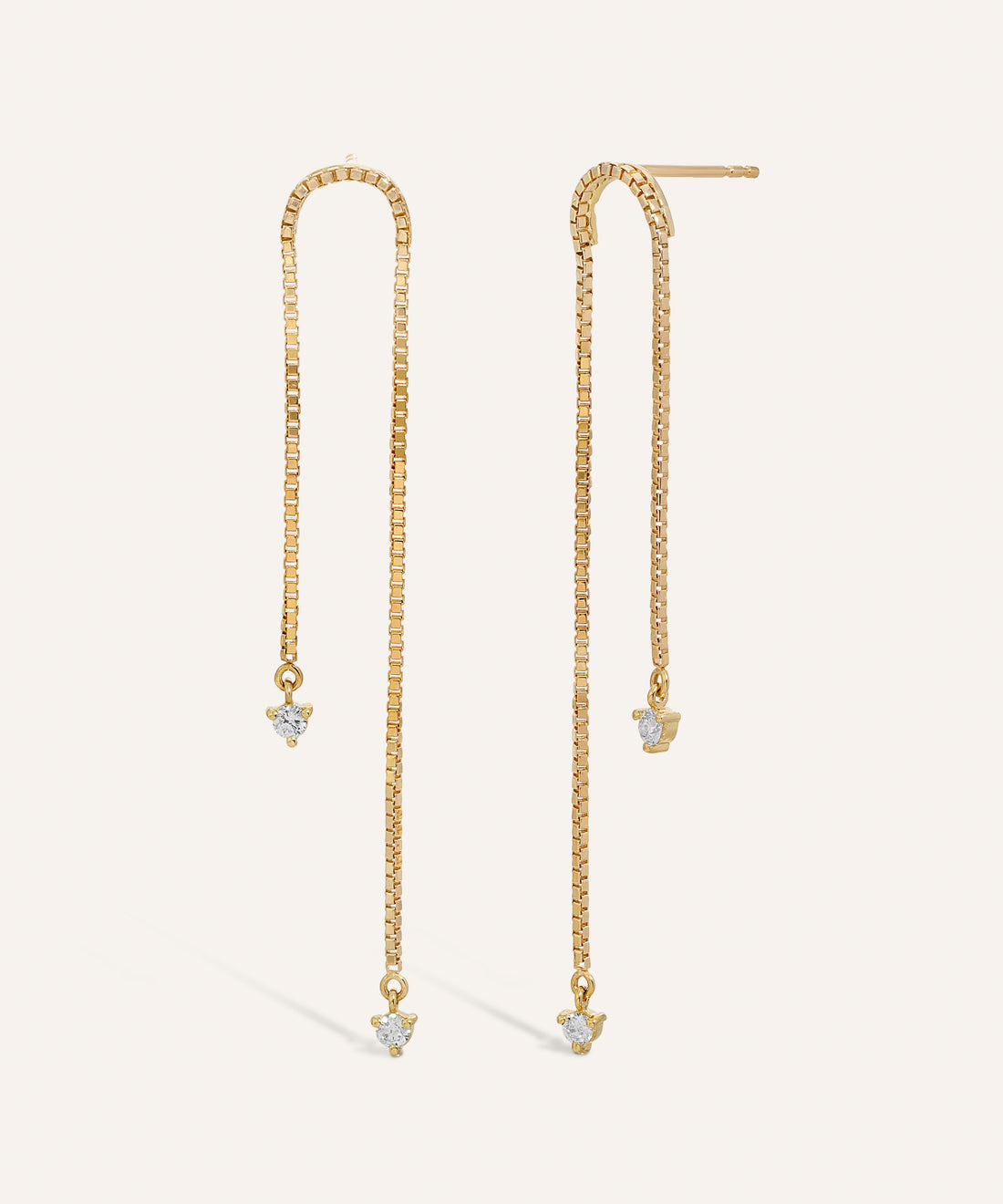 Stunning 0.20 TCW Round Cut Moissanite Thread Earrings in Gold 1