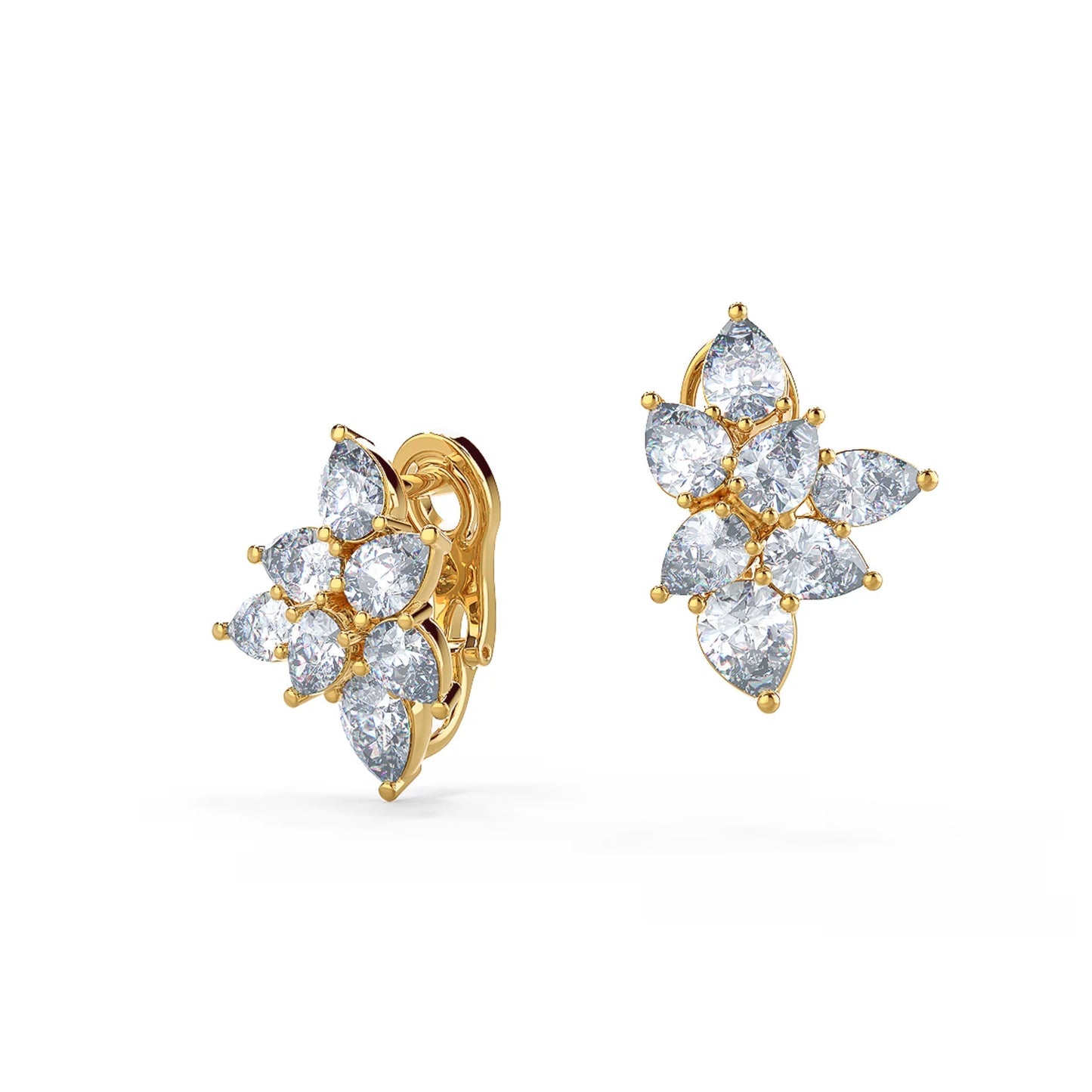 0.50 TCW Pear Moissanite Cluster Stud Earrings in Gold 1