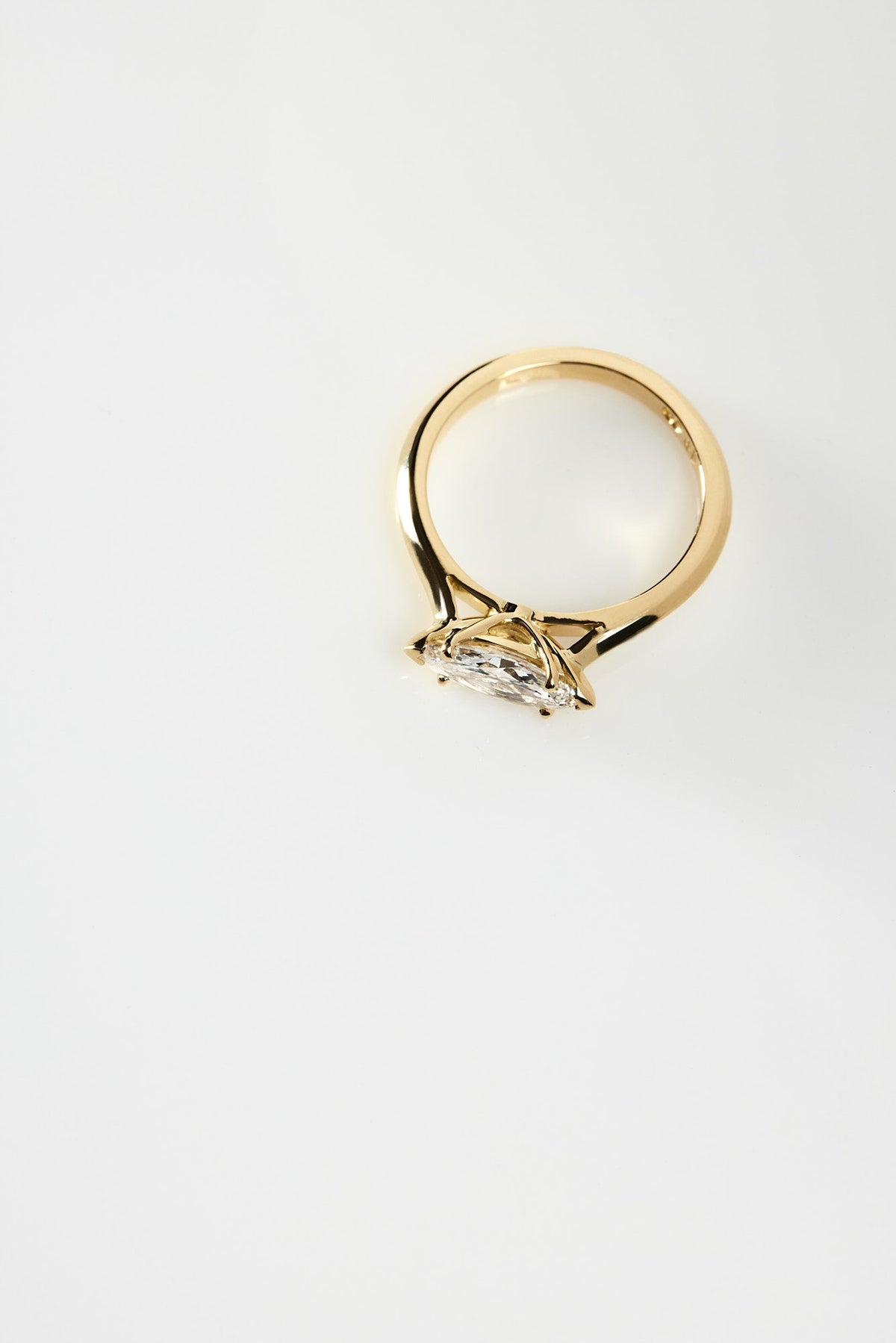 Marquise Shaped Three Stone Lab Grown Diamond Engagement Ring