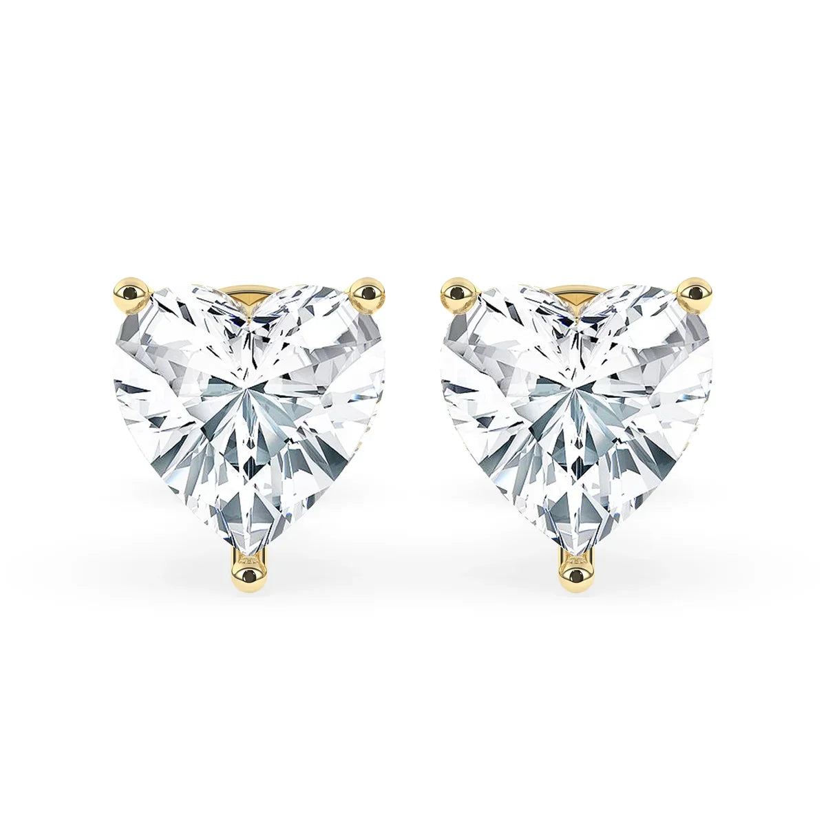 2.0 TCW Heart Cut Moissanite Hidden Halo Stud Earrings in Gold 1