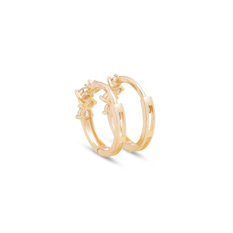 0.50 TCW Round Cut Moissanite Cluster Huggies Earrings in Gold 2