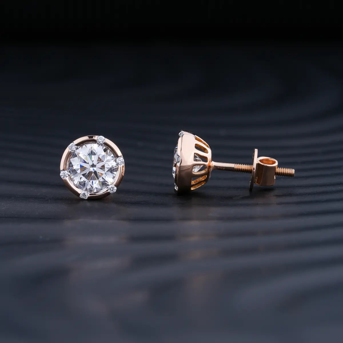 2.0 TCW Round Cut Moissanite Stud Earrings in Gold 2