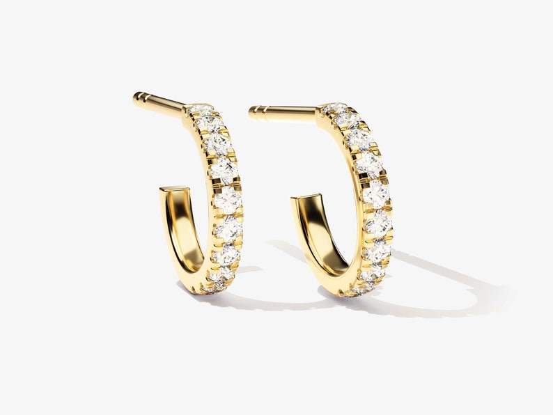 0.50 TCW Round Cut Moissanite Hoops Earrings in Gold 1