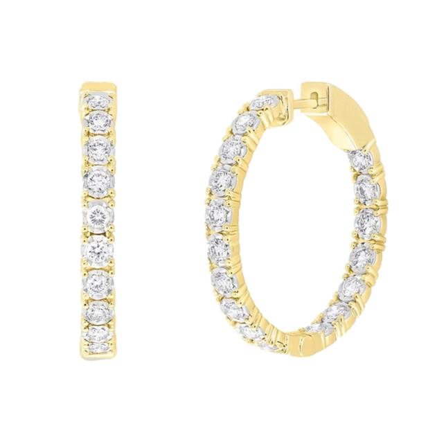 0.40 TCW Round Cut Moissanite Inside-Outside Hoops Earrings in Gold 1
