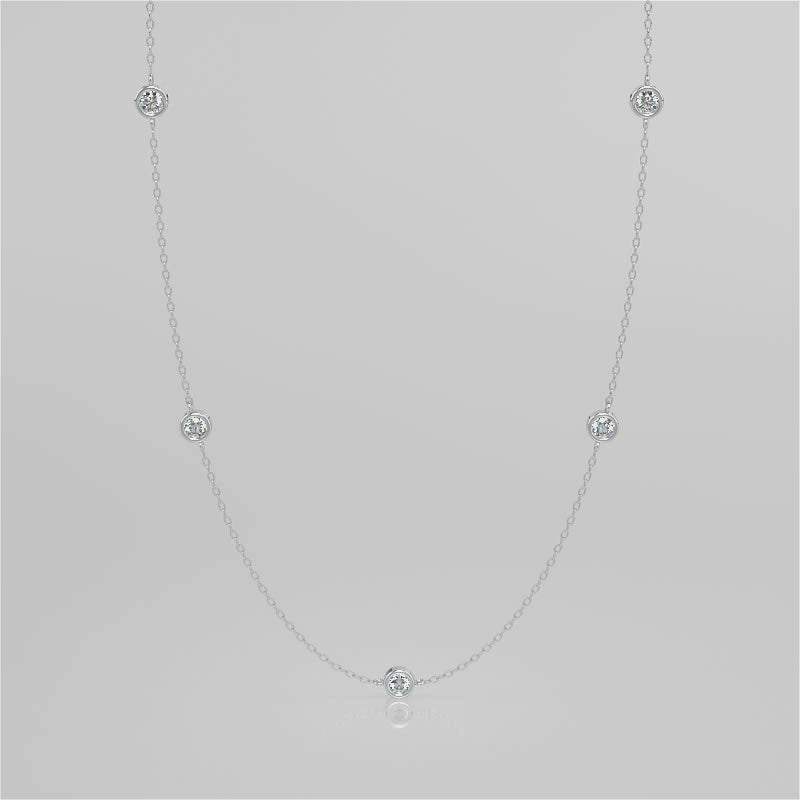 1.50 CT Round Moissanite Diamond Bezel Pendant Necklace in Solid Gold 1