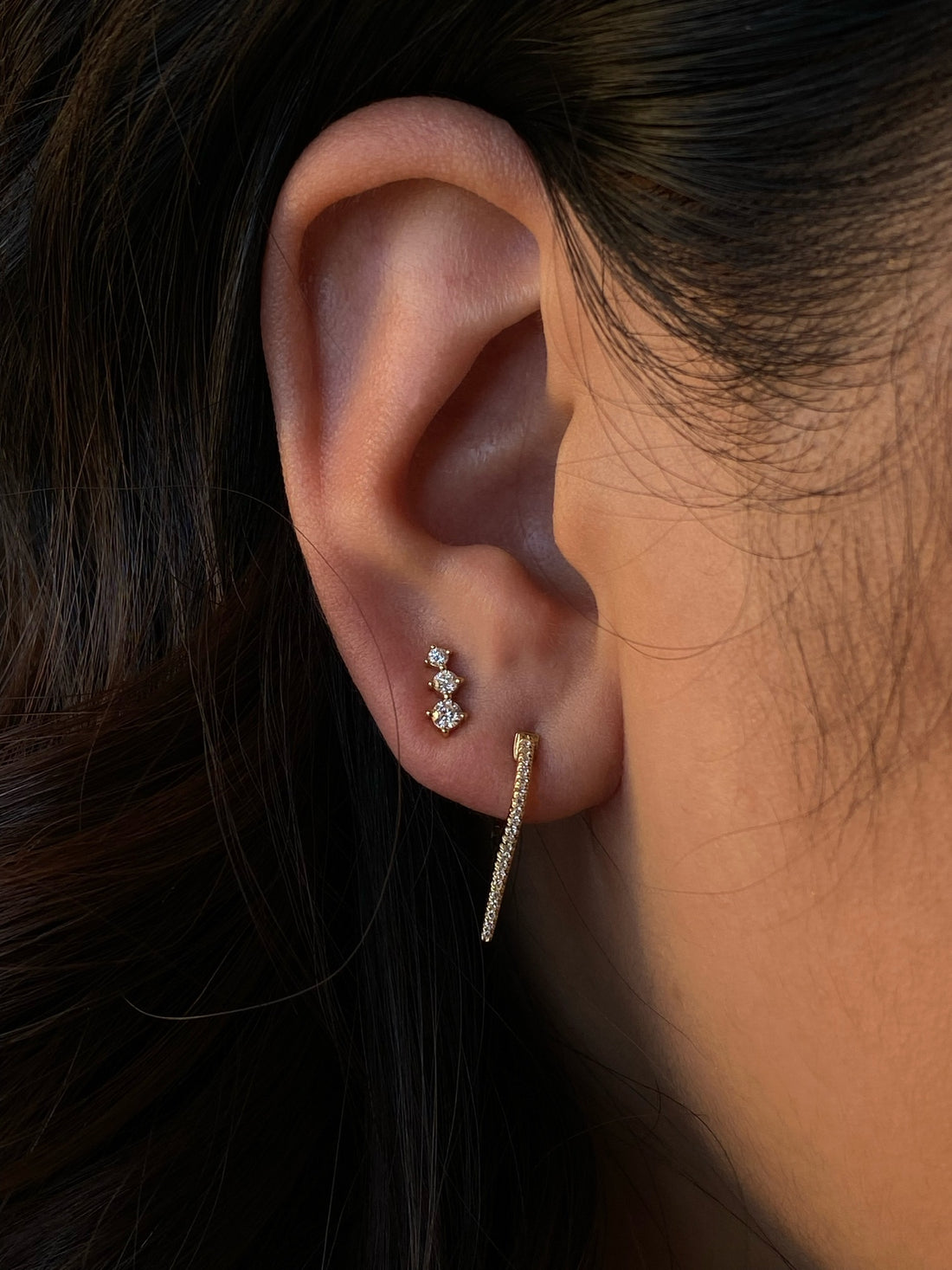 Classic 0.40 TCW Round Cut Moissanite Hoops Earrings in Gold 2