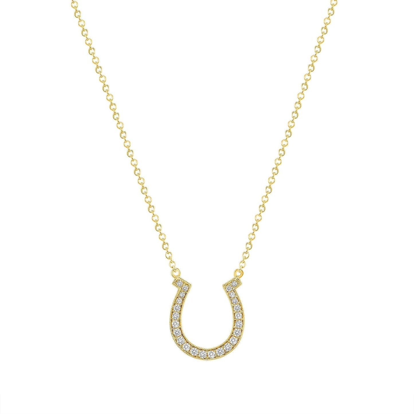 0.40 TCW Round Moissanite Diamond Horseshoe Pendant Necklace in Solid Gold 2