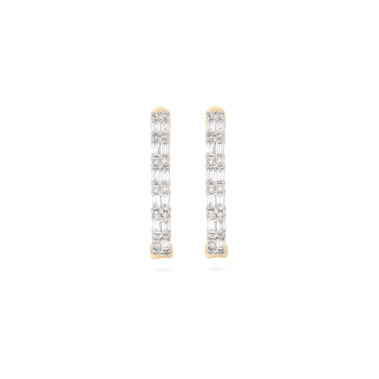 Stunning 1.0 TCW Baguette Cut Moissanite Huggies Earrings in Gold 2