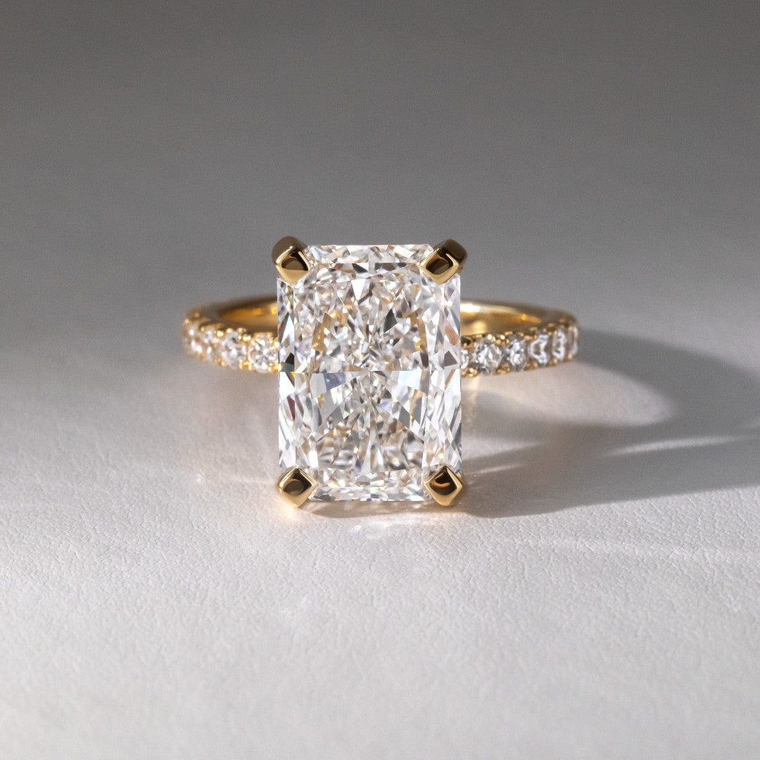 Marquise Shaped Three Stone Lab Grown Diamond Engagement Ring