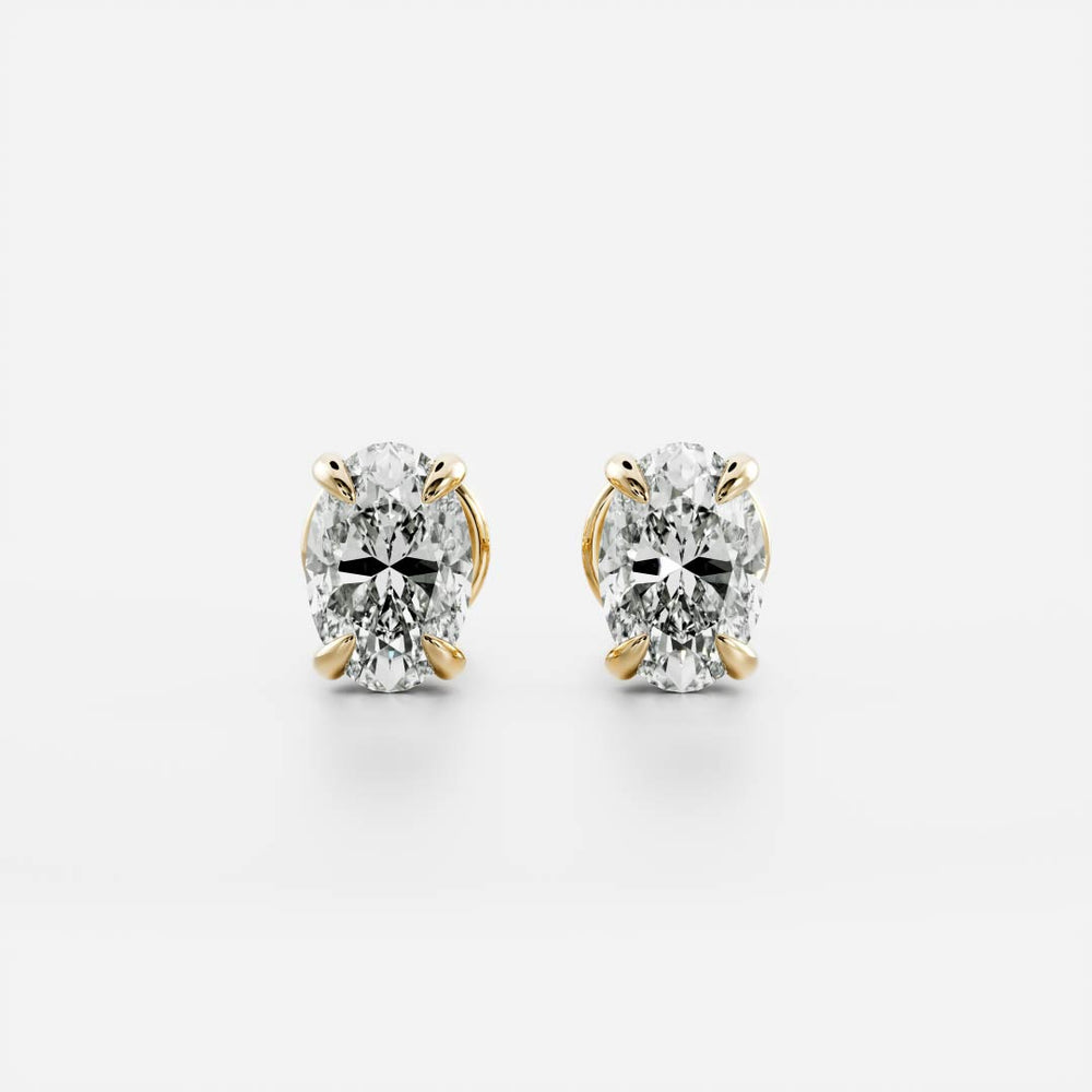 0.50 TCW Oval Cut Moissanite Stud Earrings in Gold 1