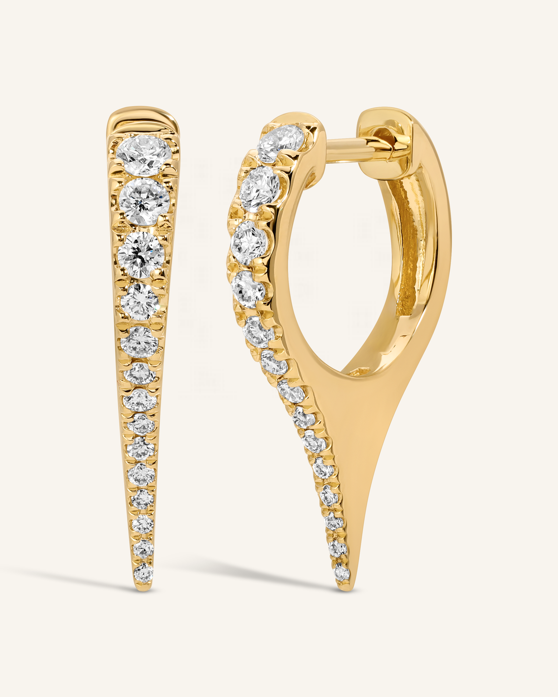 0.40 TCW Round Cut Moissanite Unique Shape Hoop Earrings in Gold 1
