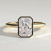 Radiant Bezel Solitaire Lab Grown Diamond Engagement Ring
