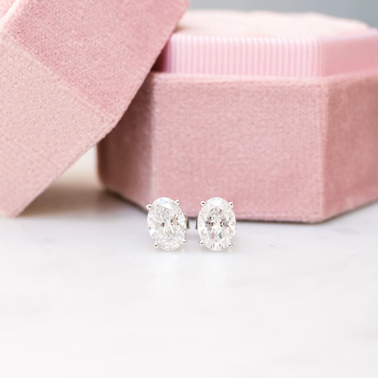 1.50 TCW Oval Shape Moissanite Stud Earrings in Gold 1