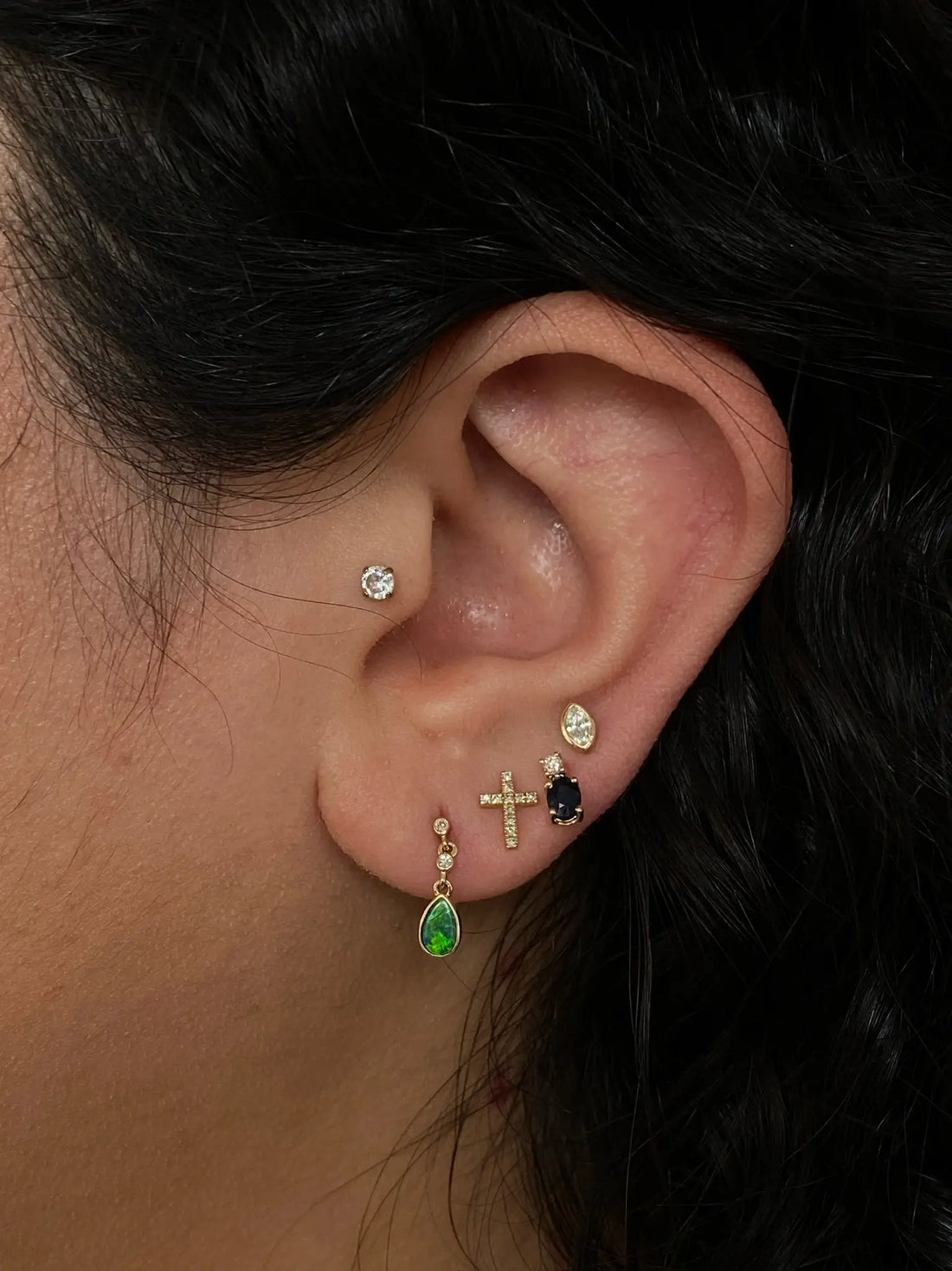 0.20 TCW Marquise Cut Moissanite Bezel Stud Earrings in Gold 2