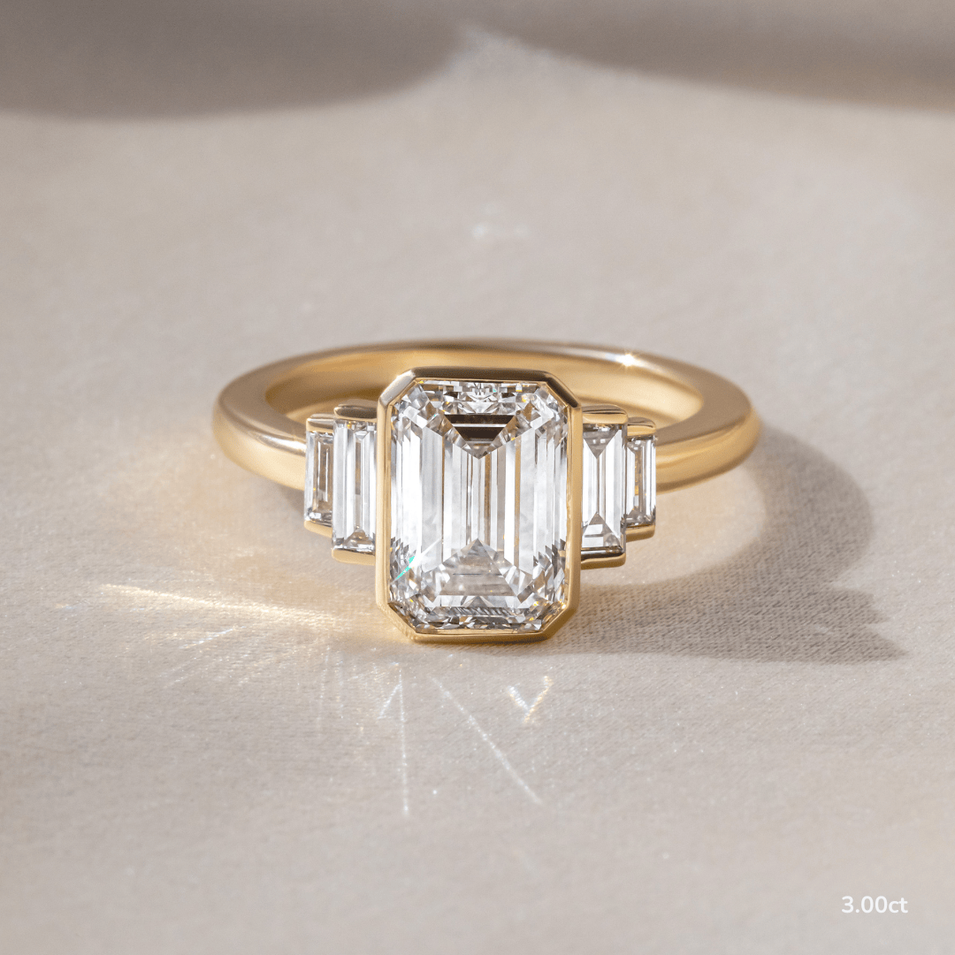 Marquise Shaped Three Stone Lab Grown Diamond Engagement Ring