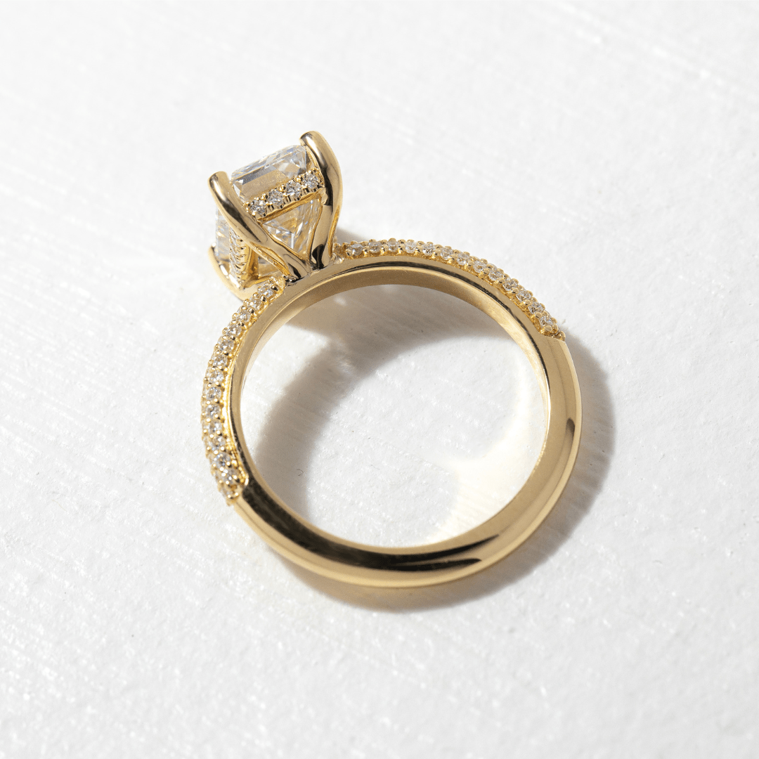 Marquise Shaped Three Stone Lab Grown Diamond Engagement Ring
