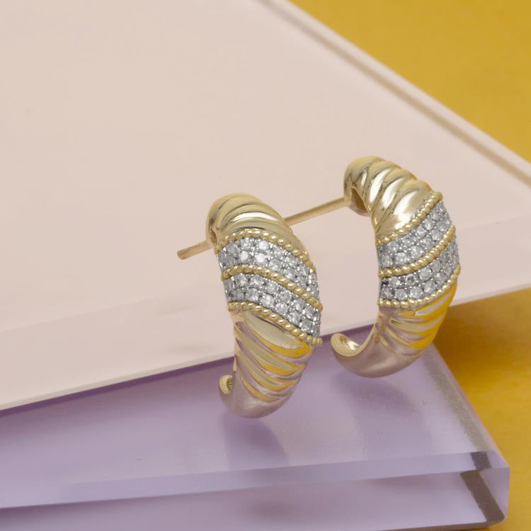 1.0 TCW Round Cut Moissanite Le Grande Cupola Huggies Earrings in Gold 2