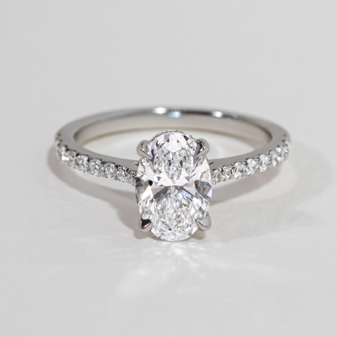Marquise Shaped Three Stone Lab Grown Diamond Engagement Ring