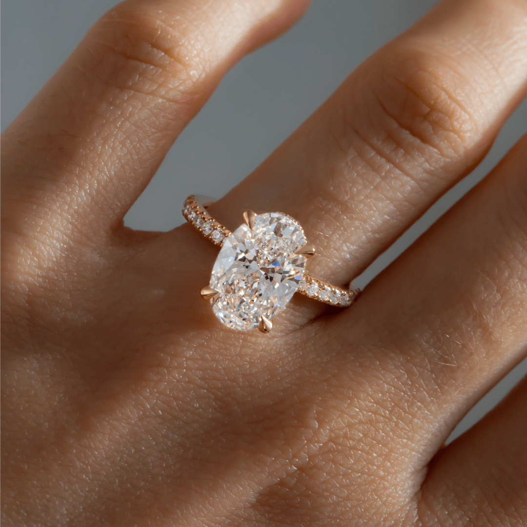 Marquise Shaped Three Stone Lab Grown Diamond Engagement Ring