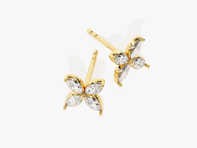 0.50 TCW Marquise Cut Moissanite Stud Earrings in Gold 1