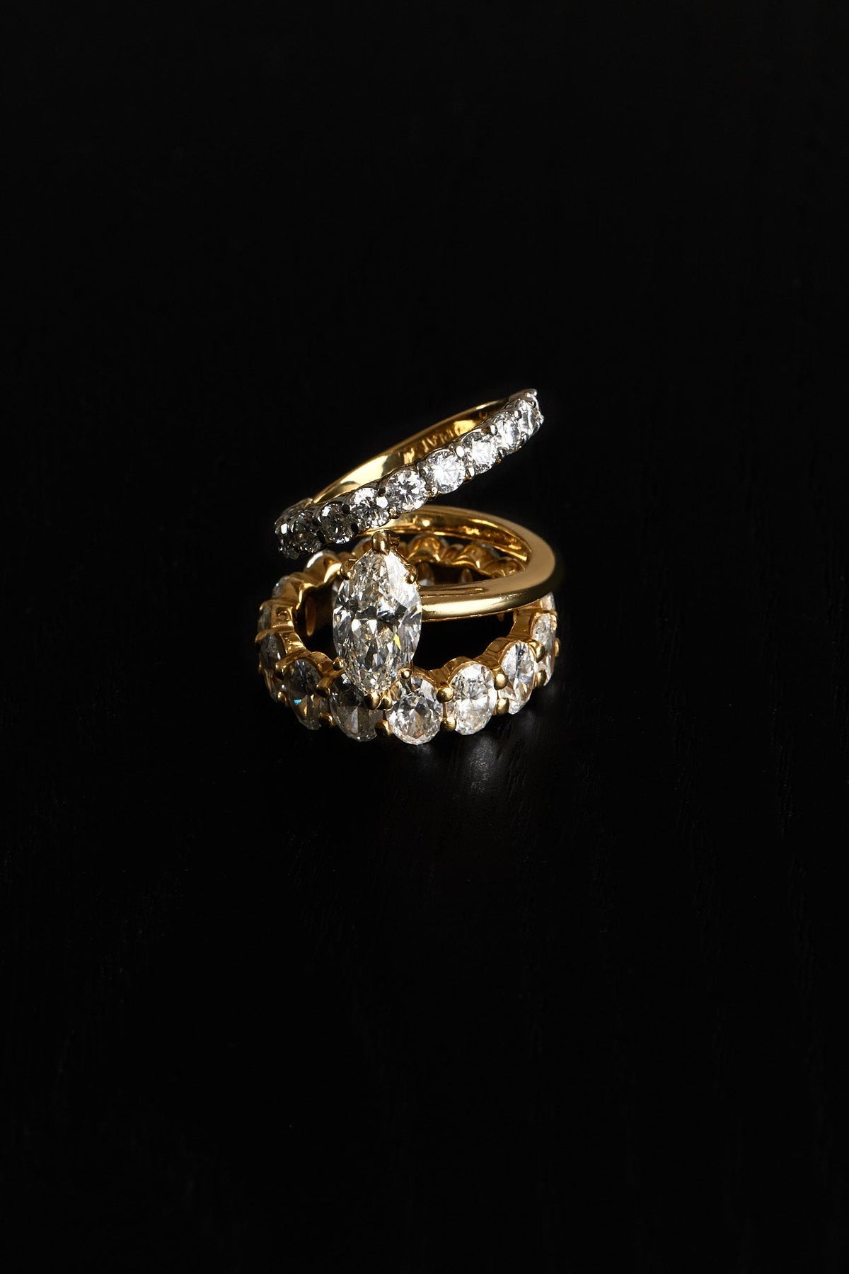 Marquise Shaped Three Stone Lab Grown Diamond Engagement Ring