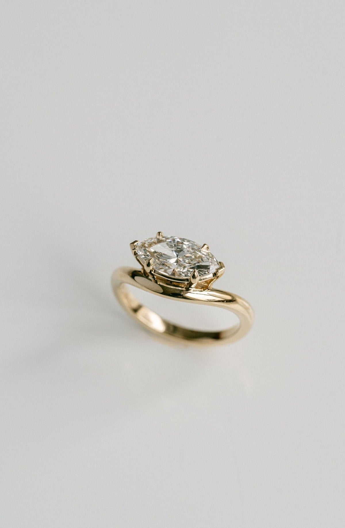 Marquise Shaped Three Stone Lab Grown Diamond Engagement Ring
