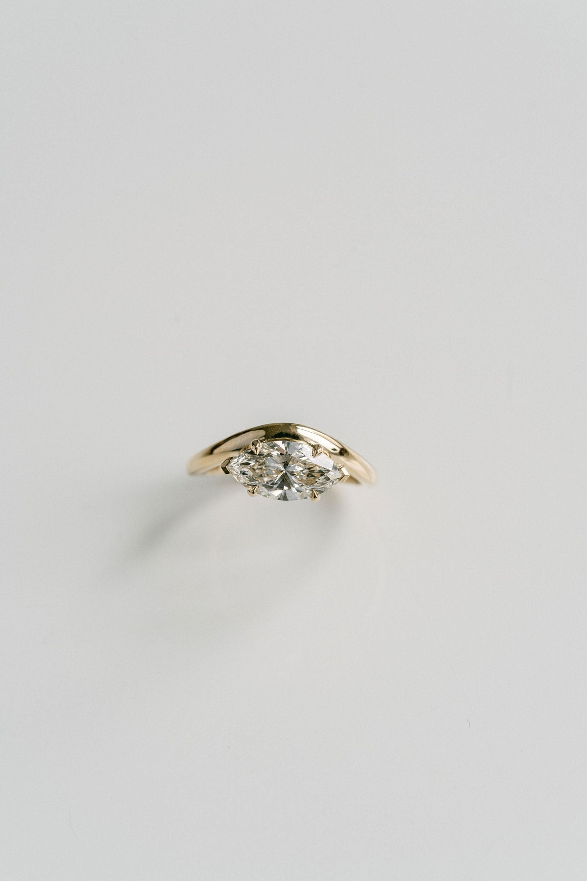 Marquise Shaped Three Stone Lab Grown Diamond Engagement Ring