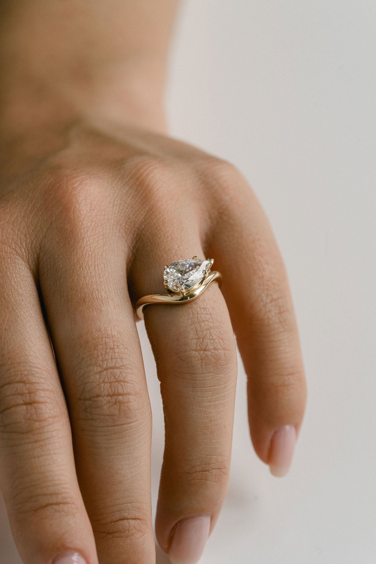 Marquise Shaped Three Stone Lab Grown Diamond Engagement Ring