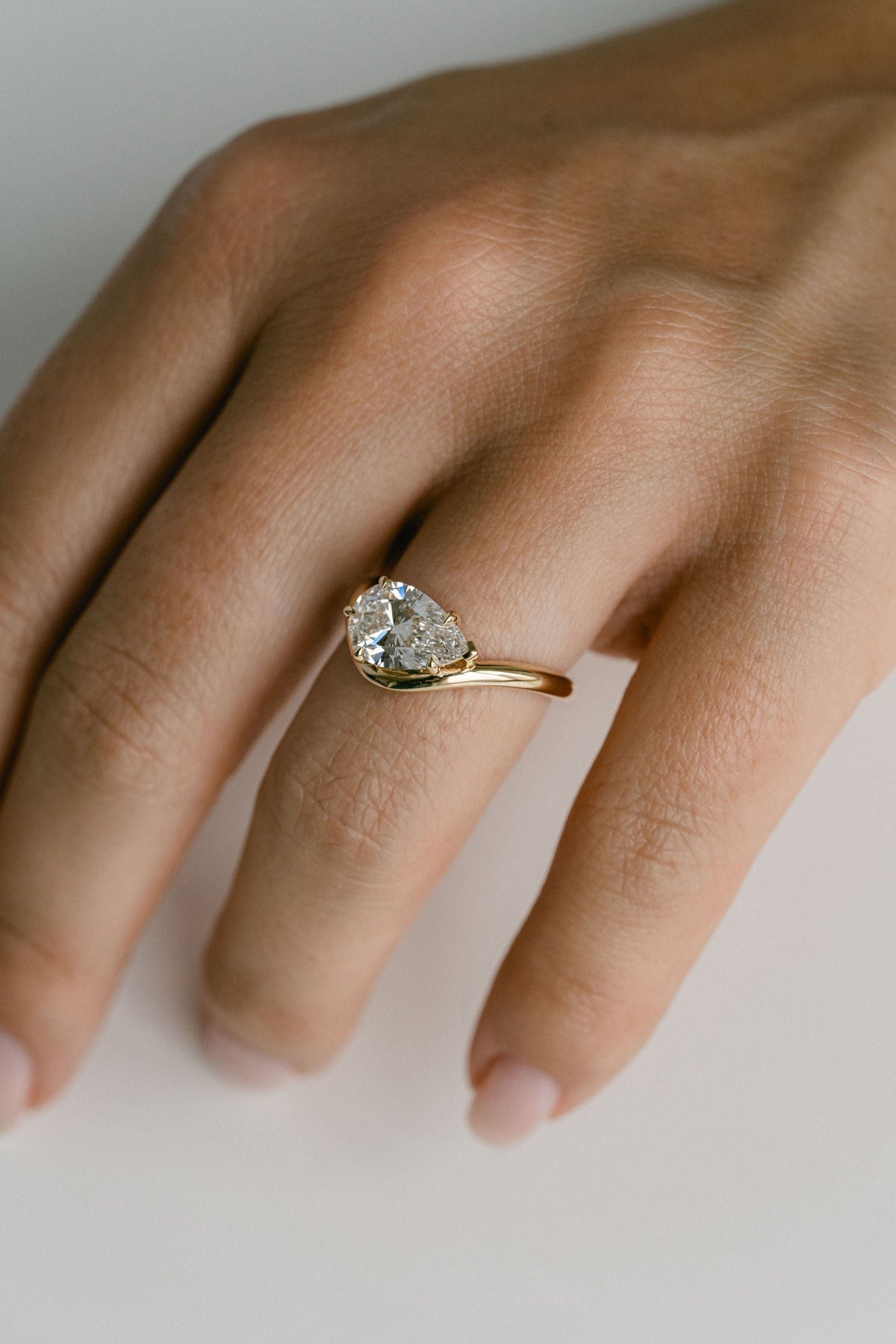 Marquise Shaped Three Stone Lab Grown Diamond Engagement Ring