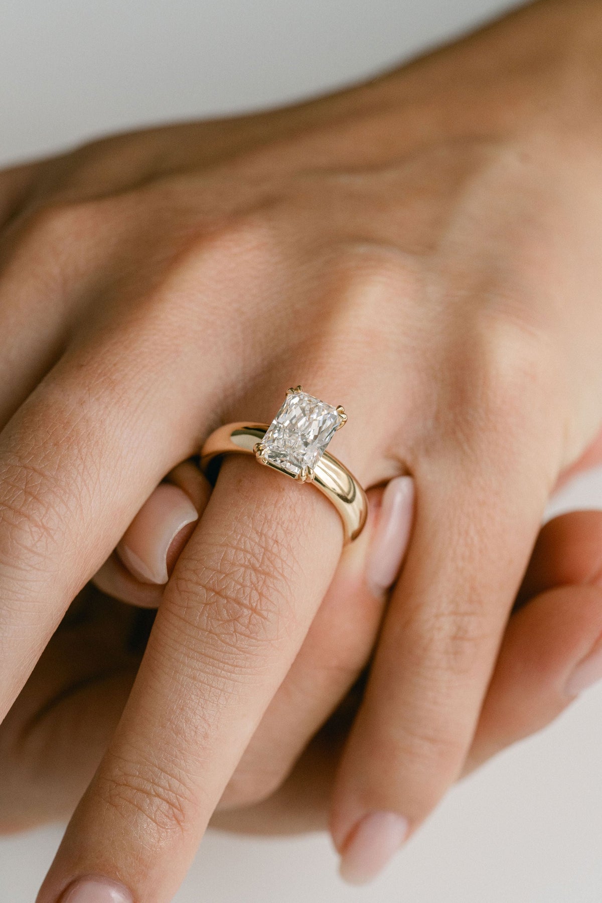 Marquise Shaped Three Stone Lab Grown Diamond Engagement Ring