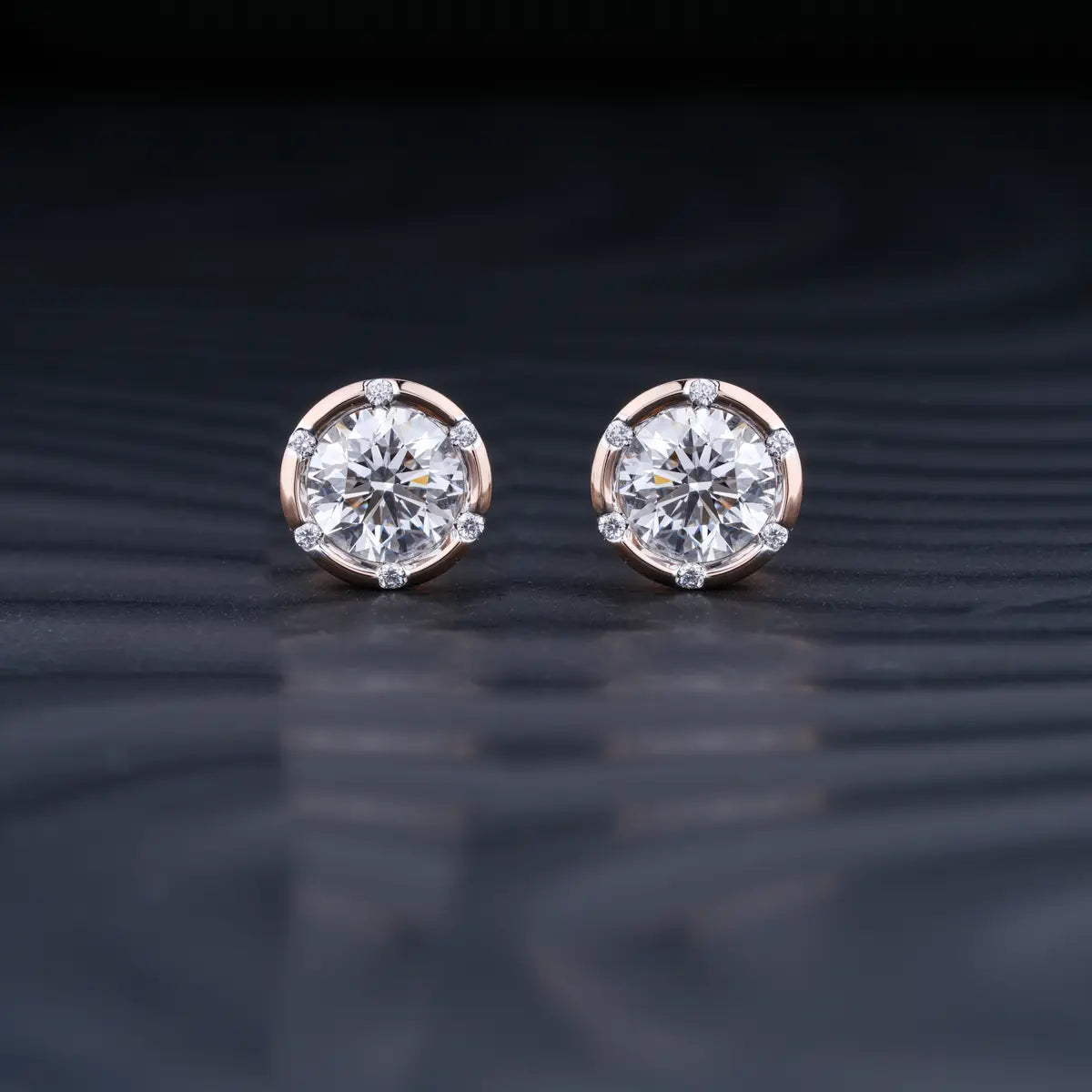 2.0 TCW Round Cut Moissanite Stud Earrings in Gold 1