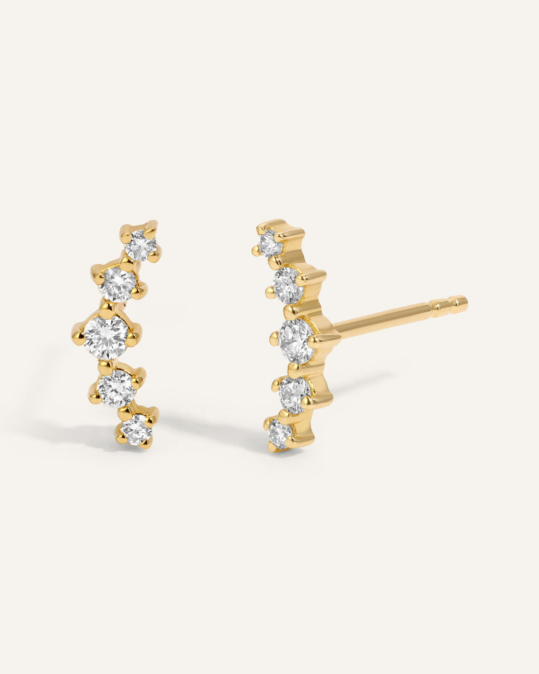 0.20 TCW Round Cut Moissanite Curved Bar Earrings in Gold 1