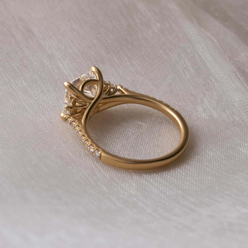 Marquise Shaped Three Stone Lab Grown Diamond Engagement Ring