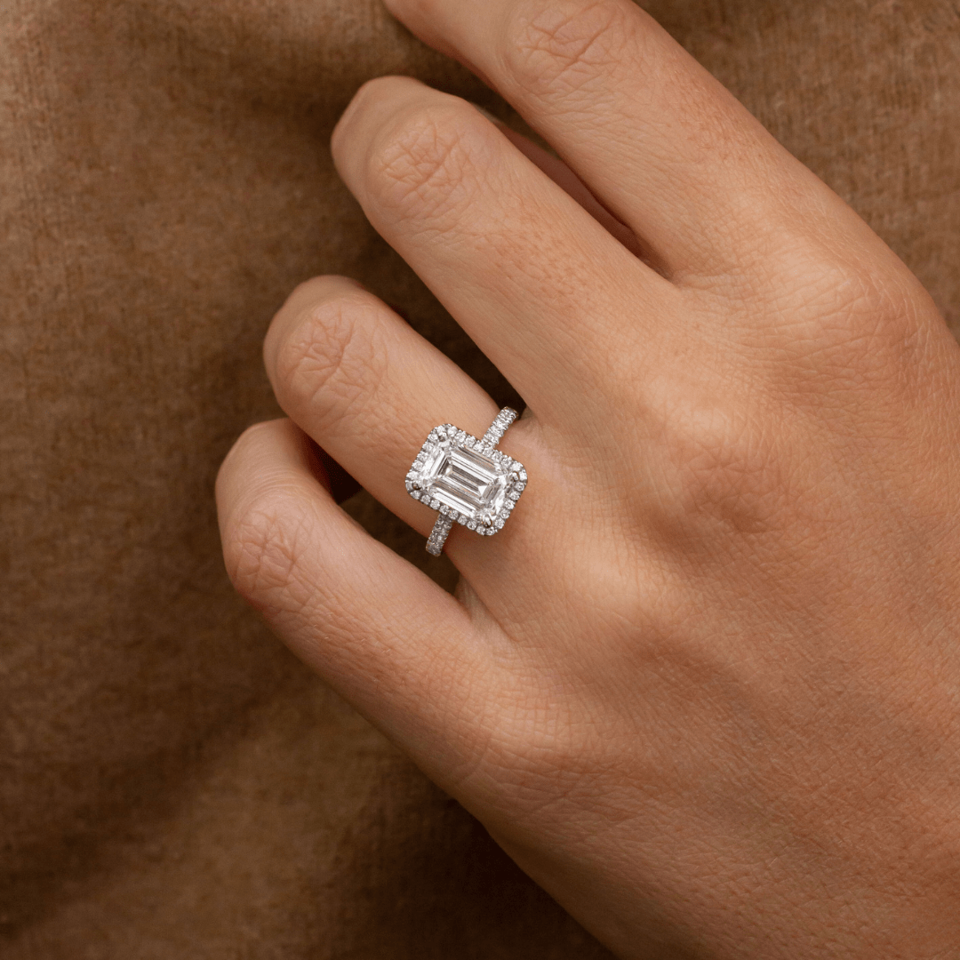 Marquise Shaped Three Stone Lab Grown Diamond Engagement Ring