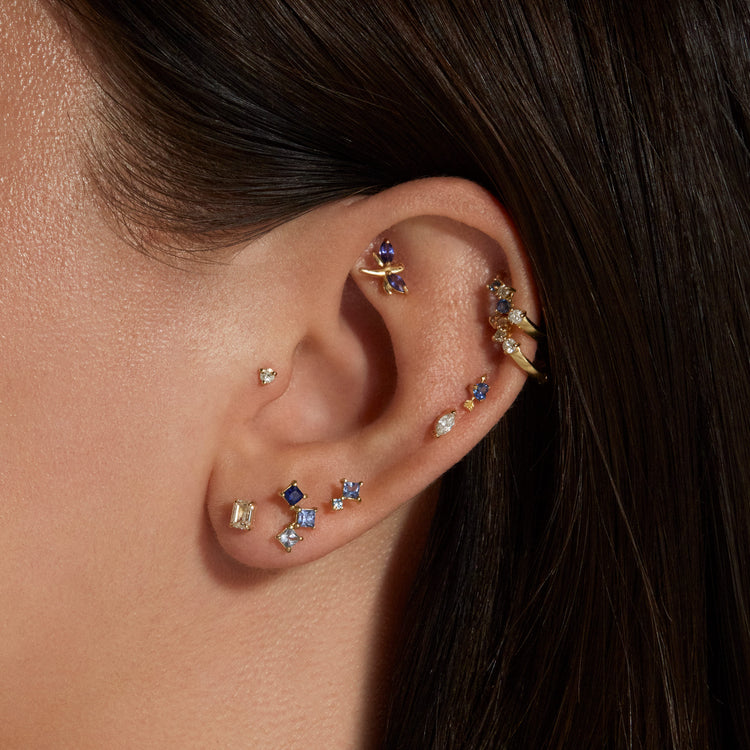 Stunning 2.0 CT Emerald Shape Moissanite Stud Earrings in Gold 2