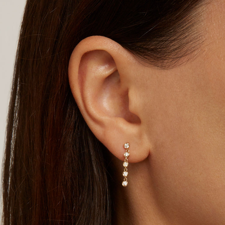 1.0 TCW Round Cut Moissanite Bezel Tennis Earrings in Gold 2