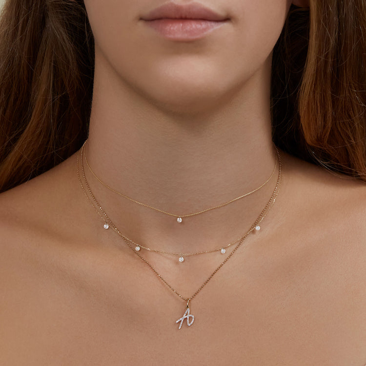 0.50 CT Round Moissanite Diamond Dangle Necklace in Solid Gold 2