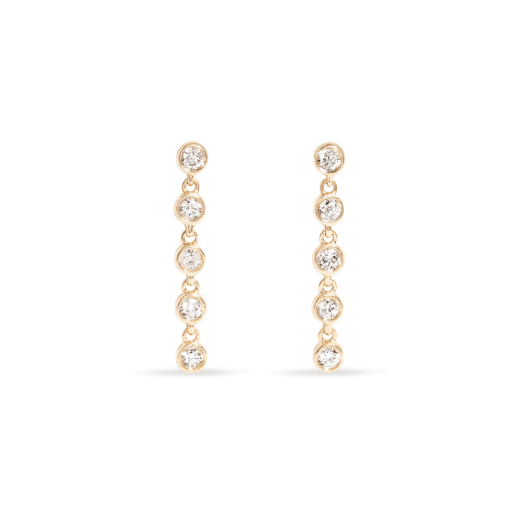 1.0 TCW Round Cut Moissanite Bezel Tennis Earrings in Gold 1
