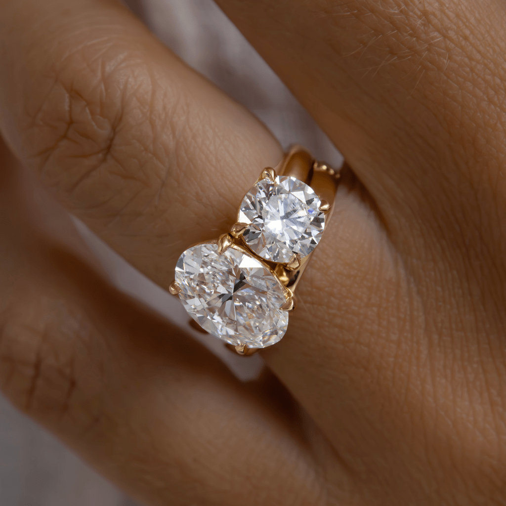 Marquise Shaped Three Stone Lab Grown Diamond Engagement Ring