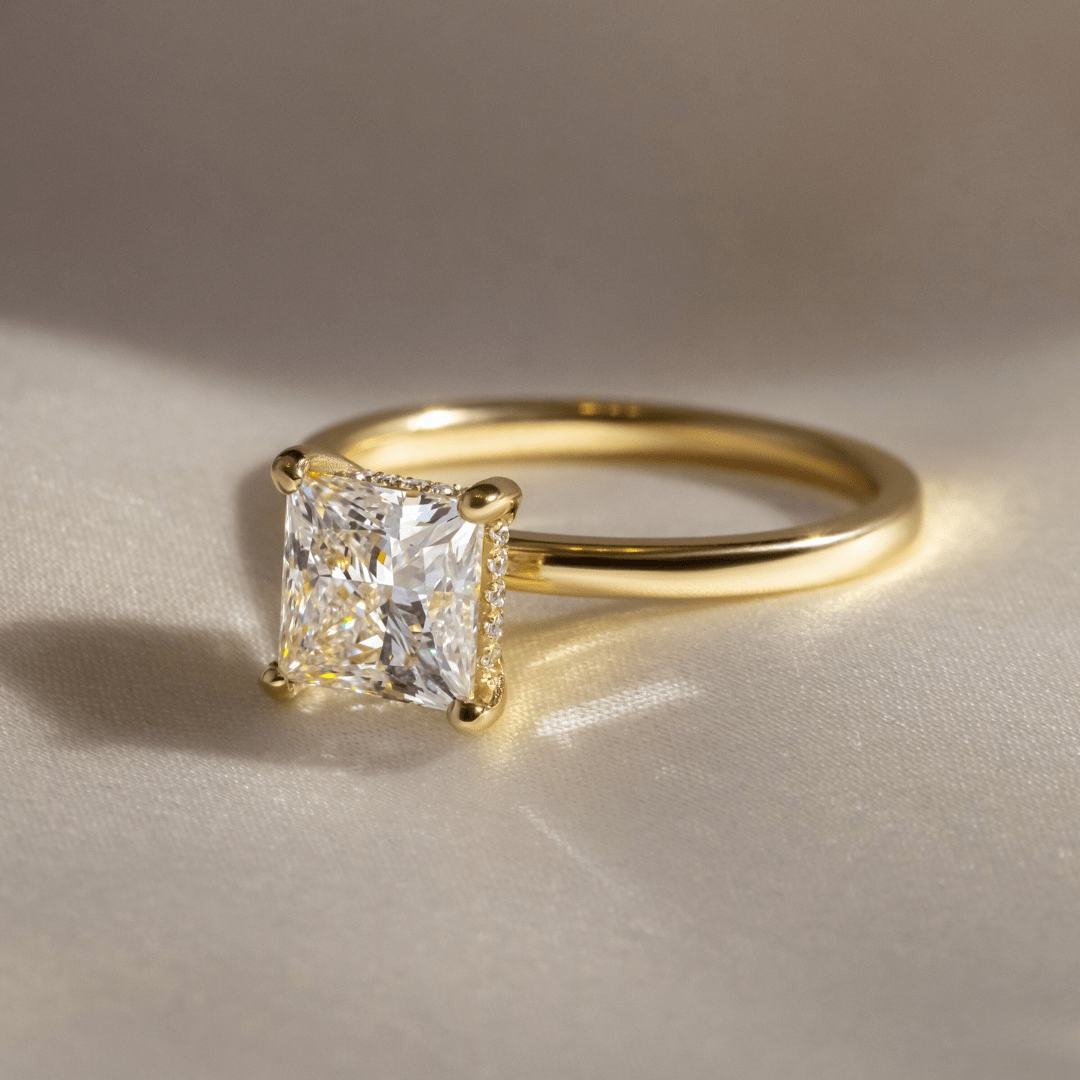Marquise Shaped Three Stone Lab Grown Diamond Engagement Ring