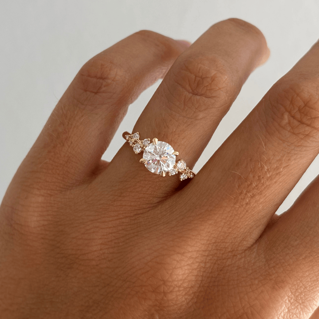 Marquise Shaped Three Stone Lab Grown Diamond Engagement Ring