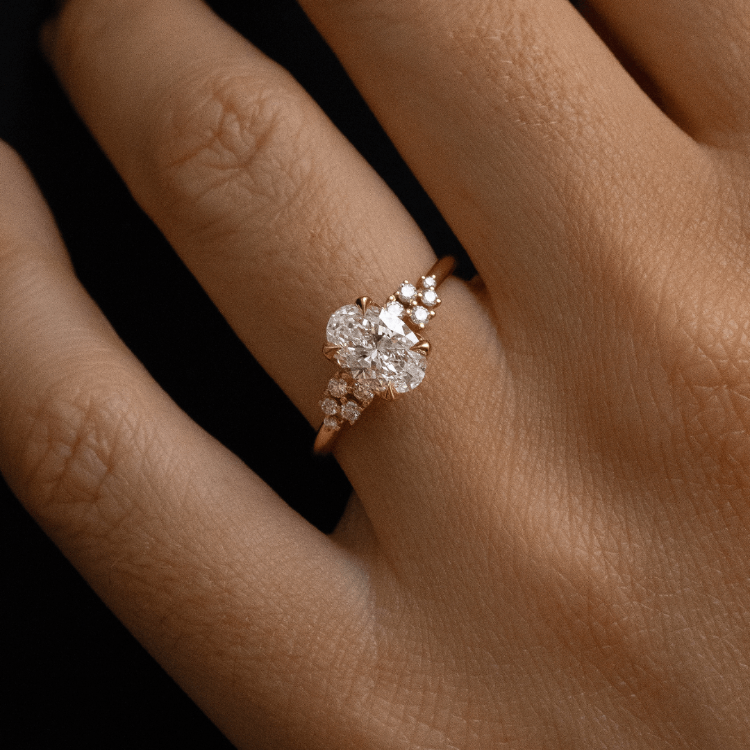 Marquise Shaped Three Stone Lab Grown Diamond Engagement Ring