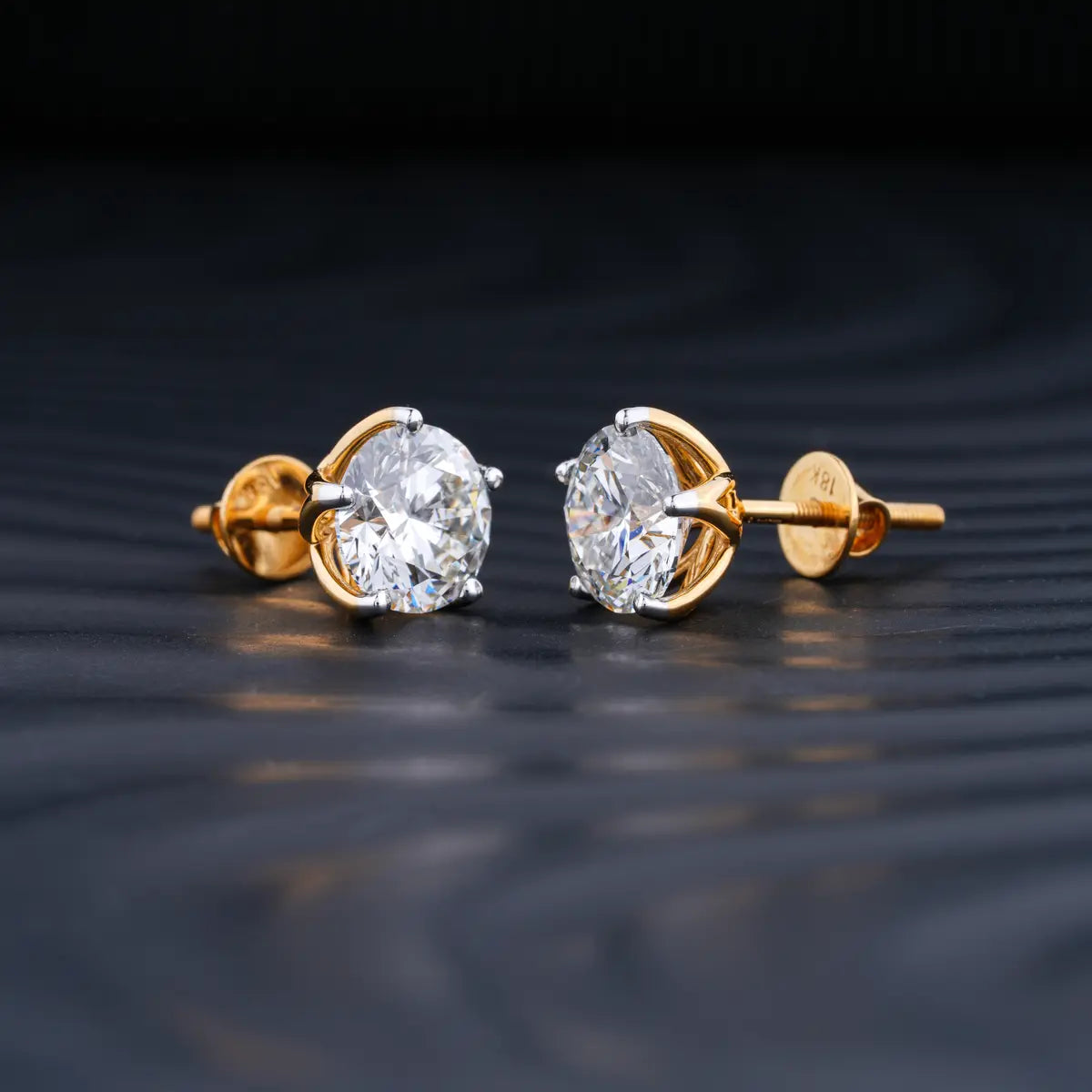 2.0 TCW Round Cut Moissanite Stud Earrings in Gold 1
