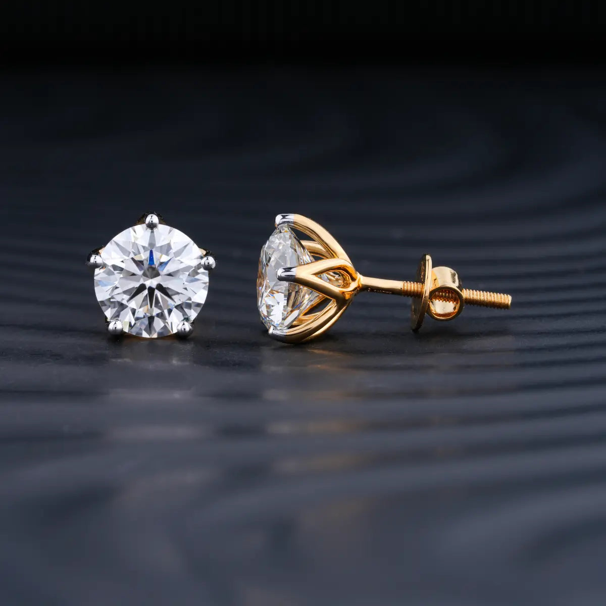 2.0 TCW Round Cut Moissanite Stud Earrings in Gold 2