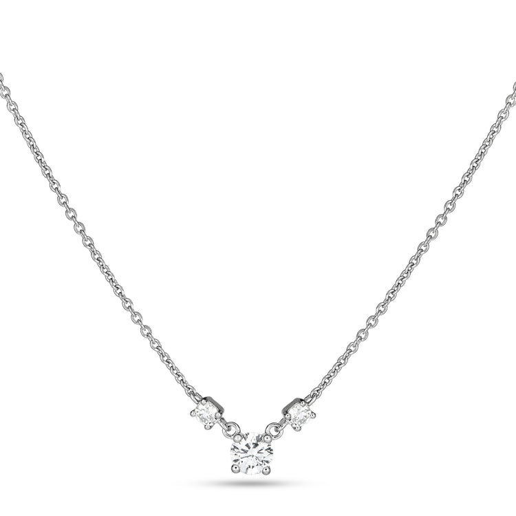0.30 CT Round Moissanite Diamond Three Stone Necklace in Solid Gold 1