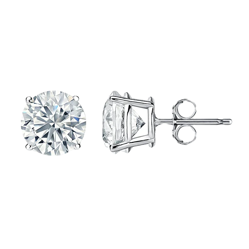 Classic 0.30 TCW Round Cut Moissanite Stud Earrings in Gold 1