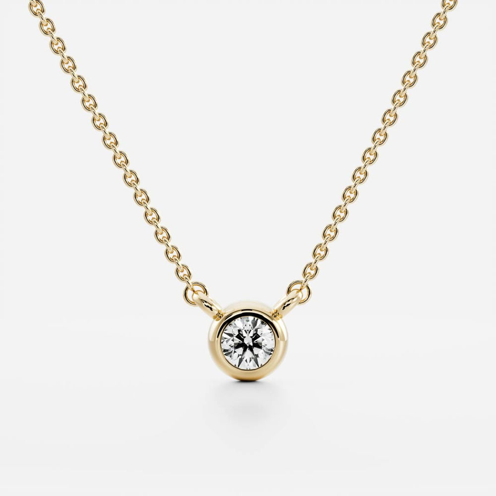 0.50 CT Round Moissanite Diamond Bezel Pendant Necklace in Solid Gold 1