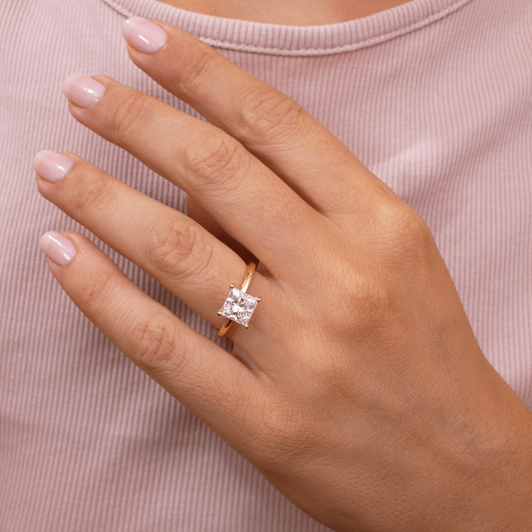 Marquise Shaped Three Stone Lab Grown Diamond Engagement Ring