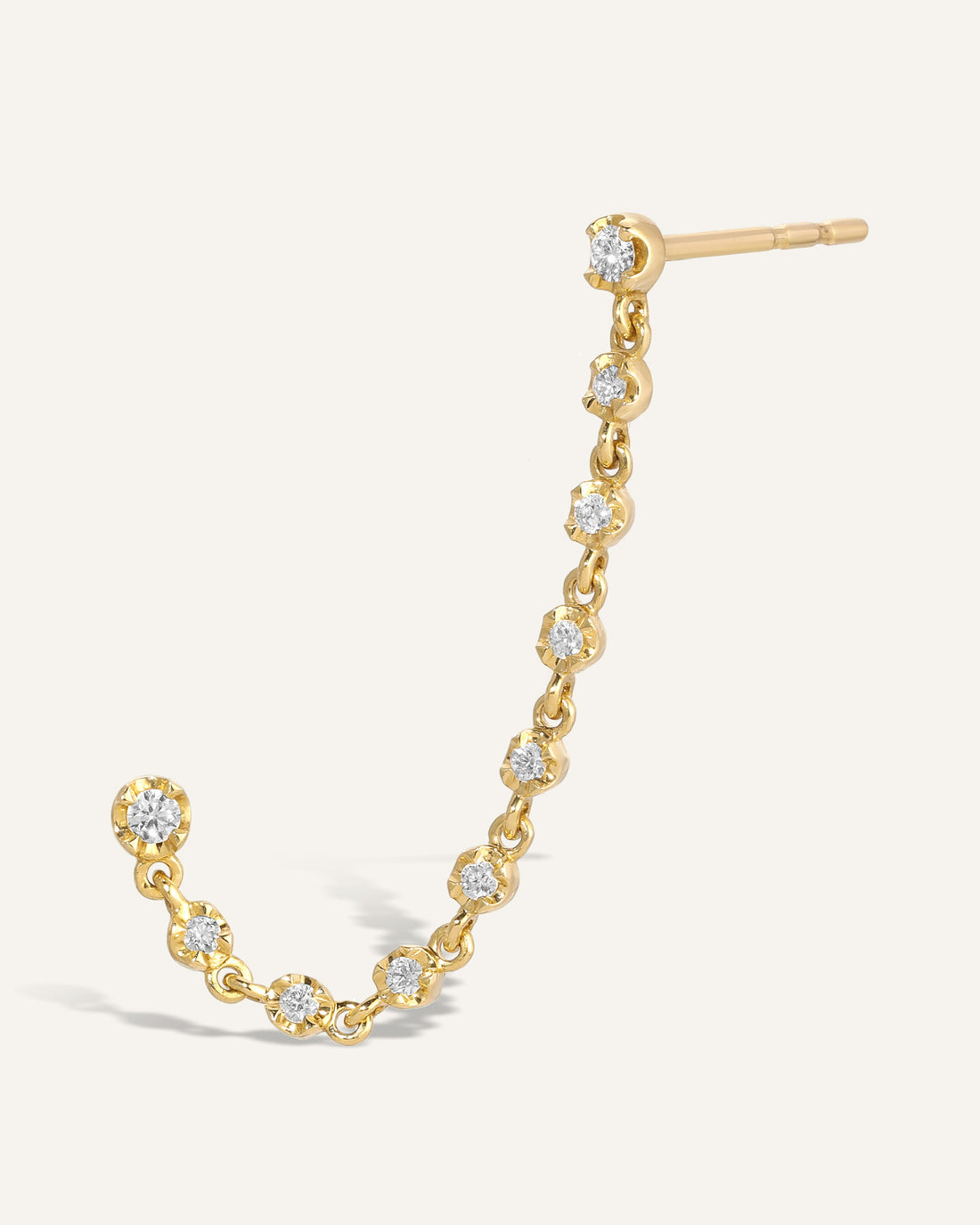 0.50 TCW Round Cut Moissanite Two Piercings Chain Earrings in Gold 1