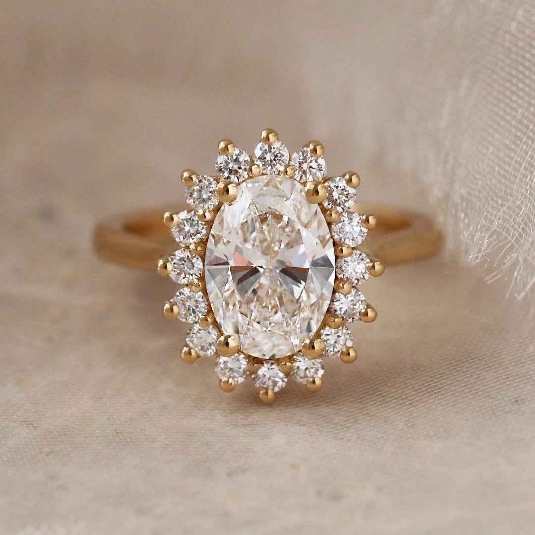 Marquise Shaped Three Stone Lab Grown Diamond Engagement Ring